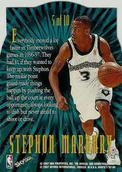1997-98 Hoops - HOOPerstars #5 - Stephon Marbury - Minnesota Timberwolves - Back