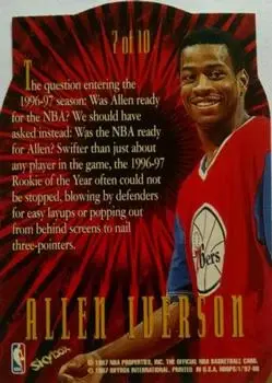 1997-98 Hoops - HOOPerstars #7 - Allen Iverson - Philadelphia 76ers - Back