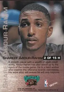1997-98 Metal Universe Championship - Hardware #2 H - Shareef Abdur-Rahim - Vancouver Grizzlies - Back