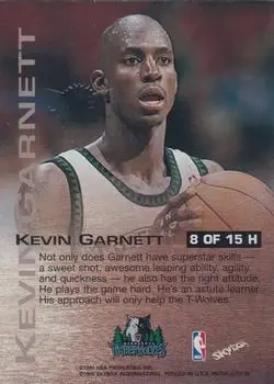 1997-98 Metal Universe Championship - Hardware #8 H - Kevin Garnett - Minnesota Timberwolves - Back
