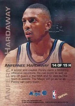 1997-98 Metal Universe Championship - Hardware #14 H - Anfernee Hardaway - Orlando Magic - Back