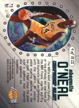 1997-98 Metal Universe Championship - Championship Galaxy #4 CG - Shaquille O'Neal - Los Angeles Lakers - Back