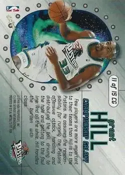 1997-98 Metal Universe Championship - Championship Galaxy #11 CG - Grant Hill - Detroit Pistons - Back