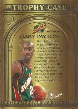 1997-98 Metal Universe Championship - Trophy Case #6 TC - Gary Payton - Seattle SuperSonics - Back