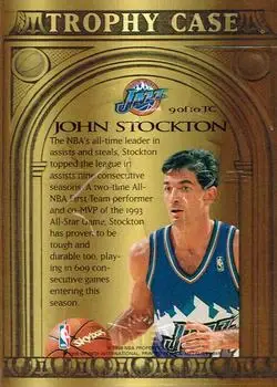 1997-98 Metal Universe Championship - Trophy Case #9 TC - John Stockton - Utah Jazz - Back