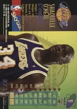 1997-98 Metal Universe Championship - Precious Metal Gems #1 - Shaquille O'Neal - Los Angeles Lakers - Back