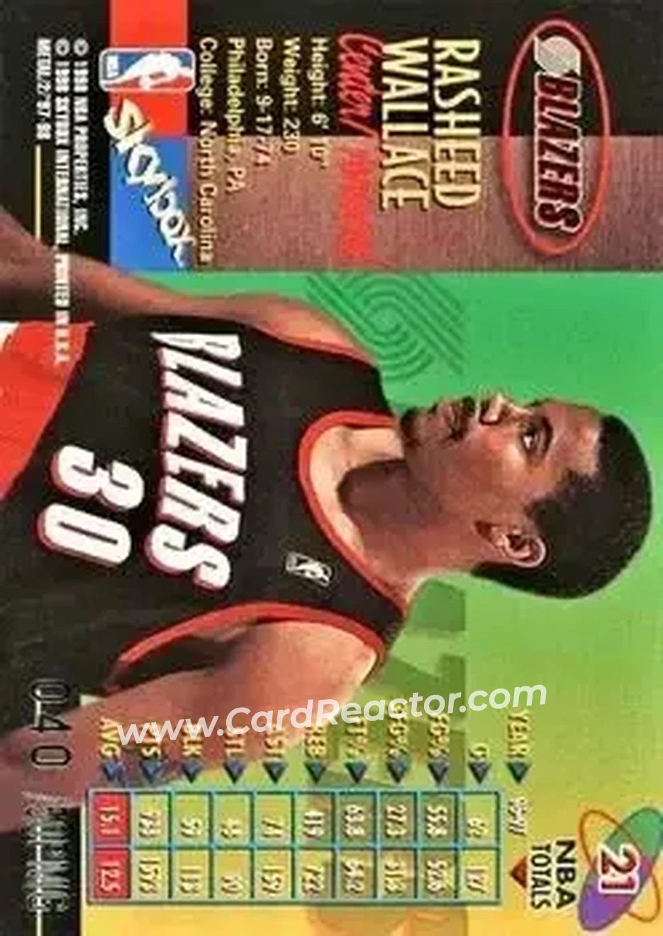 Back of Rasheed Wallace