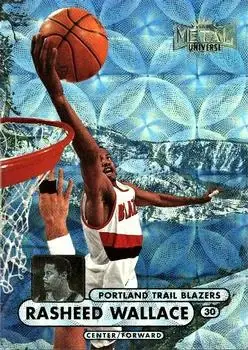 1997-98 Metal Universe Championship - Precious Metal Gems #21 - Rasheed Wallace - Portland Trail Blazers - Front