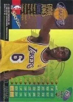 1997-98 Metal Universe Championship - Precious Metal Gems #63 - Eddie Jones - Los Angeles Lakers - Back 1997-98 Metal Universe Championship - Precious Metal Gems #63 - Eddie Jones - Los Angeles Lakers - Back