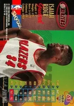1997-98 Metal Universe Championship - Precious Metal Gems #68 - Isaiah Rider - Portland Trail Blazers - Back 1997-98 Metal Universe Championship - Precious Metal Gems #68 - Isaiah Rider - Portland Trail Blazers - Back