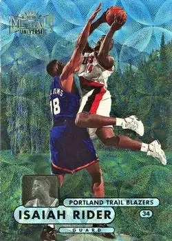 1997-98 Metal Universe Championship - Precious Metal Gems #68 - Isaiah Rider - Portland Trail Blazers - Front 1997-98 Metal Universe Championship - Precious Metal Gems #68 - Isaiah Rider - Portland Trail Blazers - Front