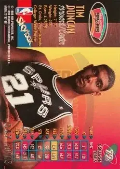 1997-98 Metal Universe Championship - Precious Metal Gems #72 - Tim Duncan - San Antonio Spurs - Back 1997-98 Metal Universe Championship - Precious Metal Gems #72 - Tim Duncan - San Antonio Spurs - Back