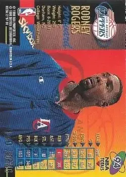 1997-98 Metal Universe Championship - Precious Metal Gems #94 - Rodney Rogers - Los Angeles Clippers - Back