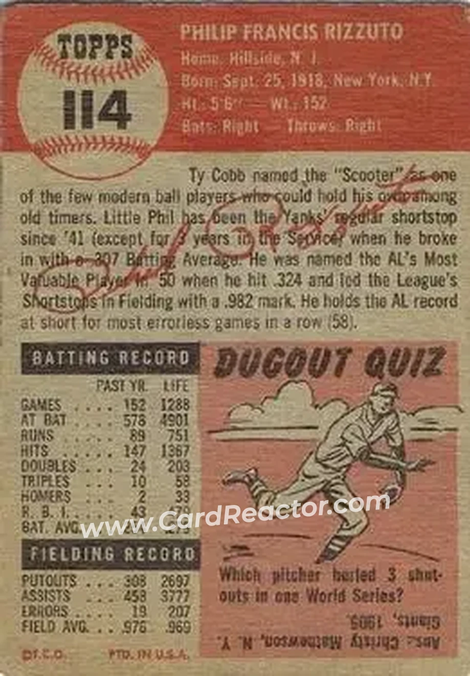 Back of Phil Rizzuto