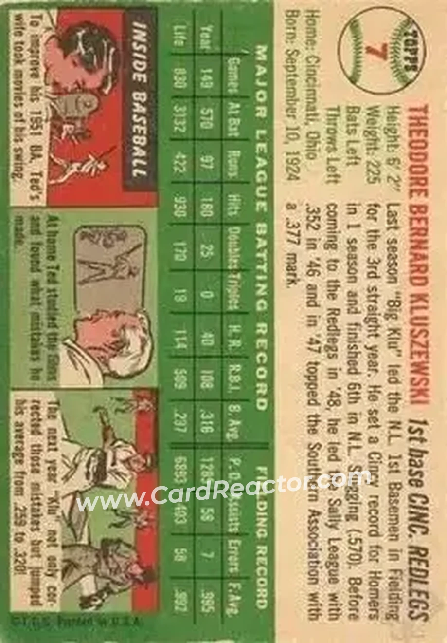 Back of Ted Kluszewski