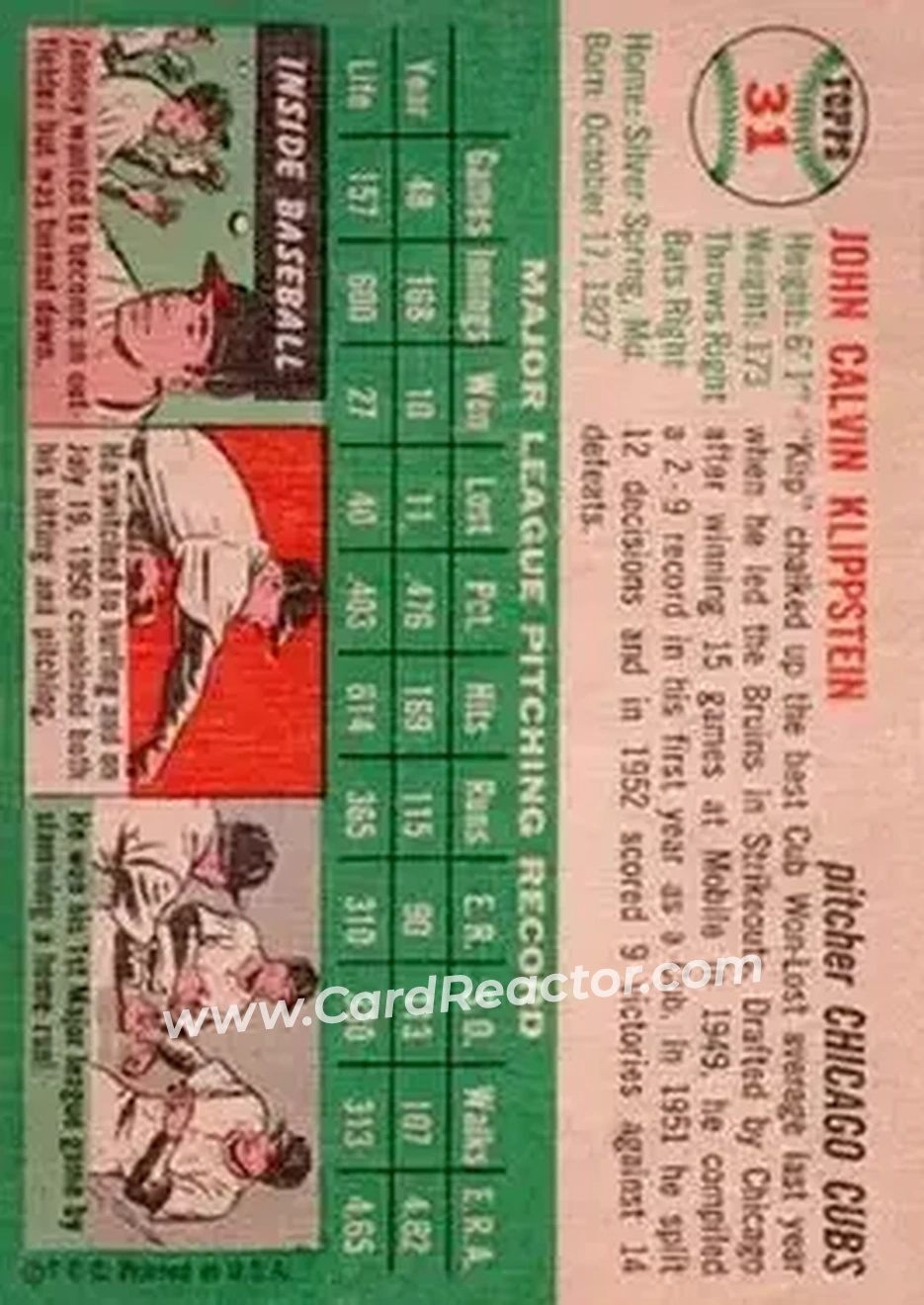 Back of Johnny Klippstein