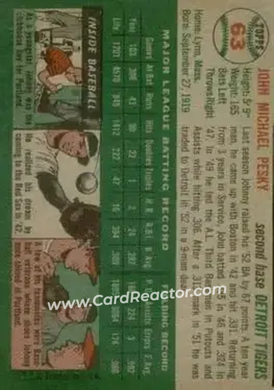 Back of Johnny Pesky
