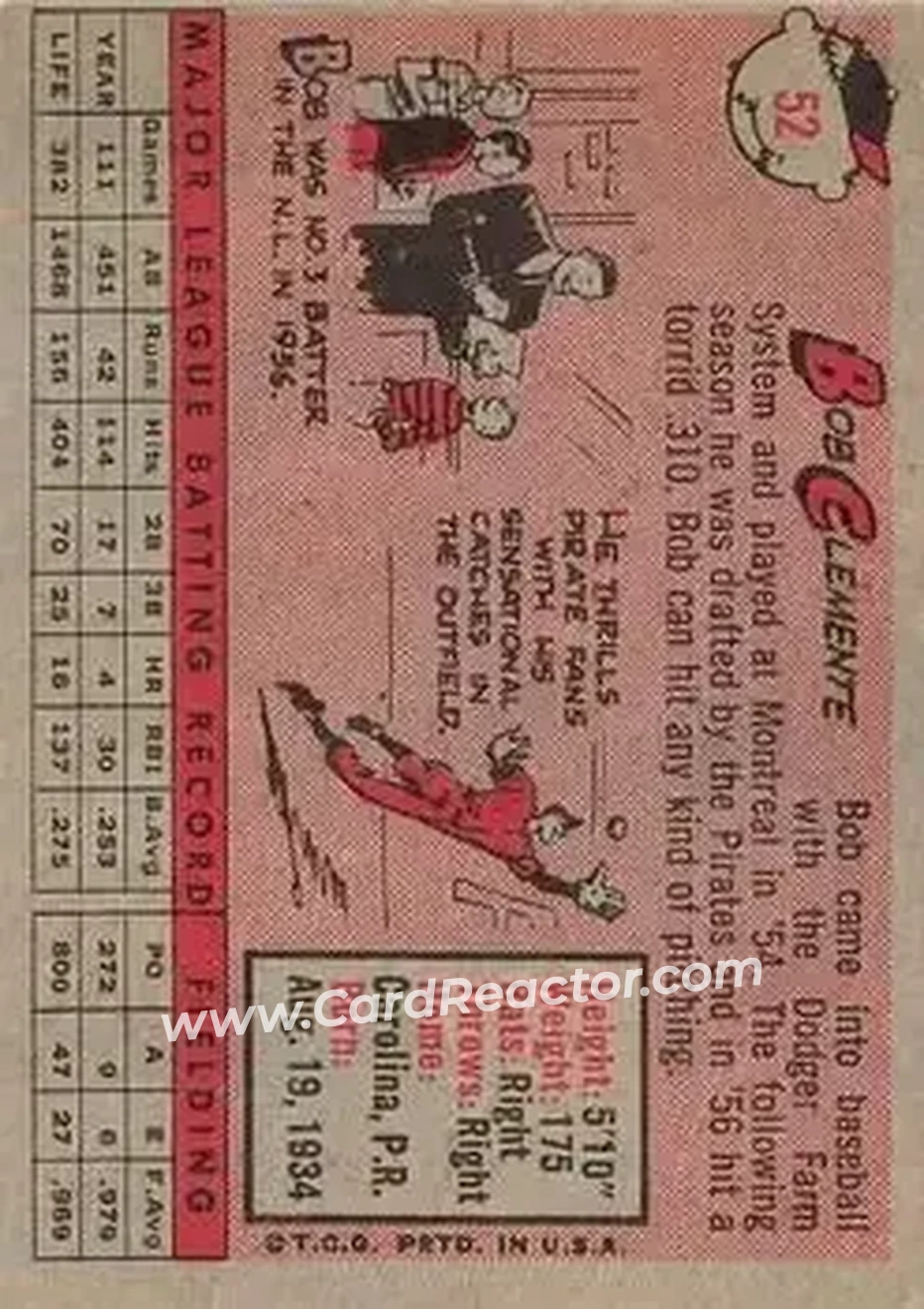 Back of Bob Clemente
