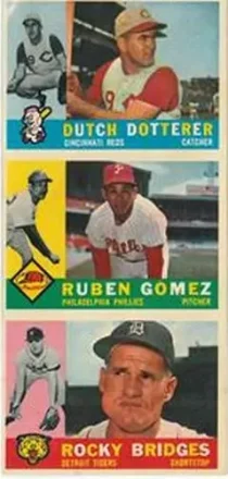 1960 Topps - Salesman Samples #NNO - Dutch Dotterer - Ruben Gomez - Rocky Bridges - Cincinnati Reds - Philadelphia Phillies - Detroit Tigers