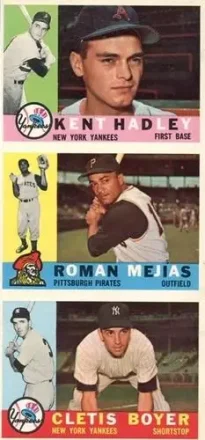 1960 Topps - Salesman Samples #NNO - Kent Hadley - Roman Mejias - Cletis Boyer - New York Yankees - Pittsburgh Pirates