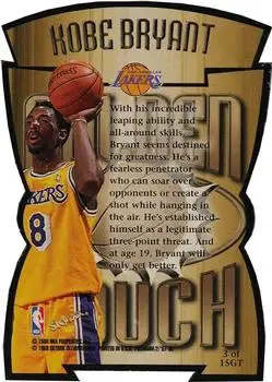 1997-98 SkyBox Premium - Golden Touch #3GT - Kobe Bryant - Los Angeles Lakers - Back