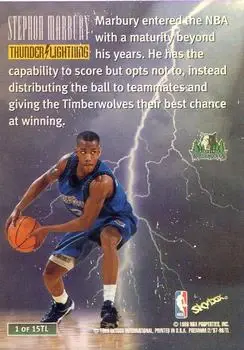 1997-98 SkyBox Premium - Thunder & Lightning #1 TL - Stephon Marbury - Minnesota Timberwolves - Back
