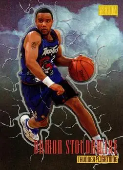 1997-98 SkyBox Premium - Thunder & Lightning #12 TL - Damon Stoudamire - Toronto Raptors - Front 1997-98 SkyBox Premium - Thunder & Lightning #12 TL - Damon Stoudamire - Toronto Raptors - Front