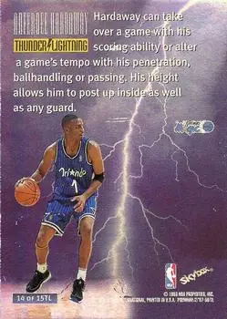 1997-98 SkyBox Premium - Thunder & Lightning #14 TL - Anfernee Hardaway - Orlando Magic - Back