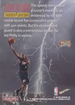 1997-98 SkyBox Premium - Thunder & Lightning #15 TL - Allen Iverson - Philadelphia 76ers - Back 1997-98 SkyBox Premium - Thunder & Lightning #15 TL - Allen Iverson - Philadelphia 76ers - Back
