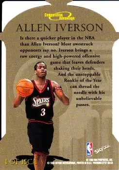 1997-98 SkyBox Premium - Competitive Advantage #1CA - Allen Iverson - Philadelphia 76ers - Back 1997-98 SkyBox Premium - Competitive Advantage #1CA - Allen Iverson - Philadelphia 76ers - Back