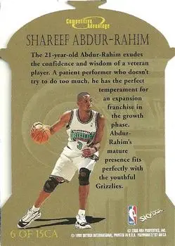 1997-98 SkyBox Premium - Competitive Advantage #6CA - Shareef Abdur-Rahim - Vancouver Grizzlies - Back
