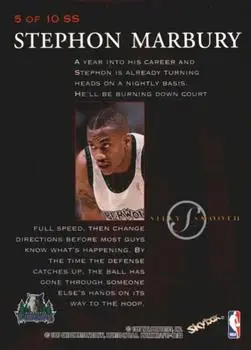 1997-98 SkyBox Premium - Silky Smooth #5 SS - Stephon Marbury - Minnesota Timberwolves - Back