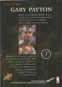 1997-98 SkyBox Premium - Silky Smooth #6 SS - Gary Payton - Seattle SuperSonics - Back