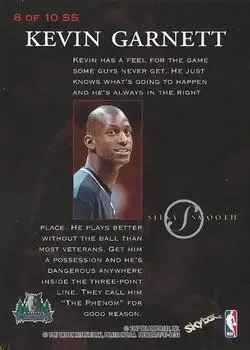 1997-98 SkyBox Premium - Silky Smooth #8 SS - Kevin Garnett - Minnesota Timberwolves - Back