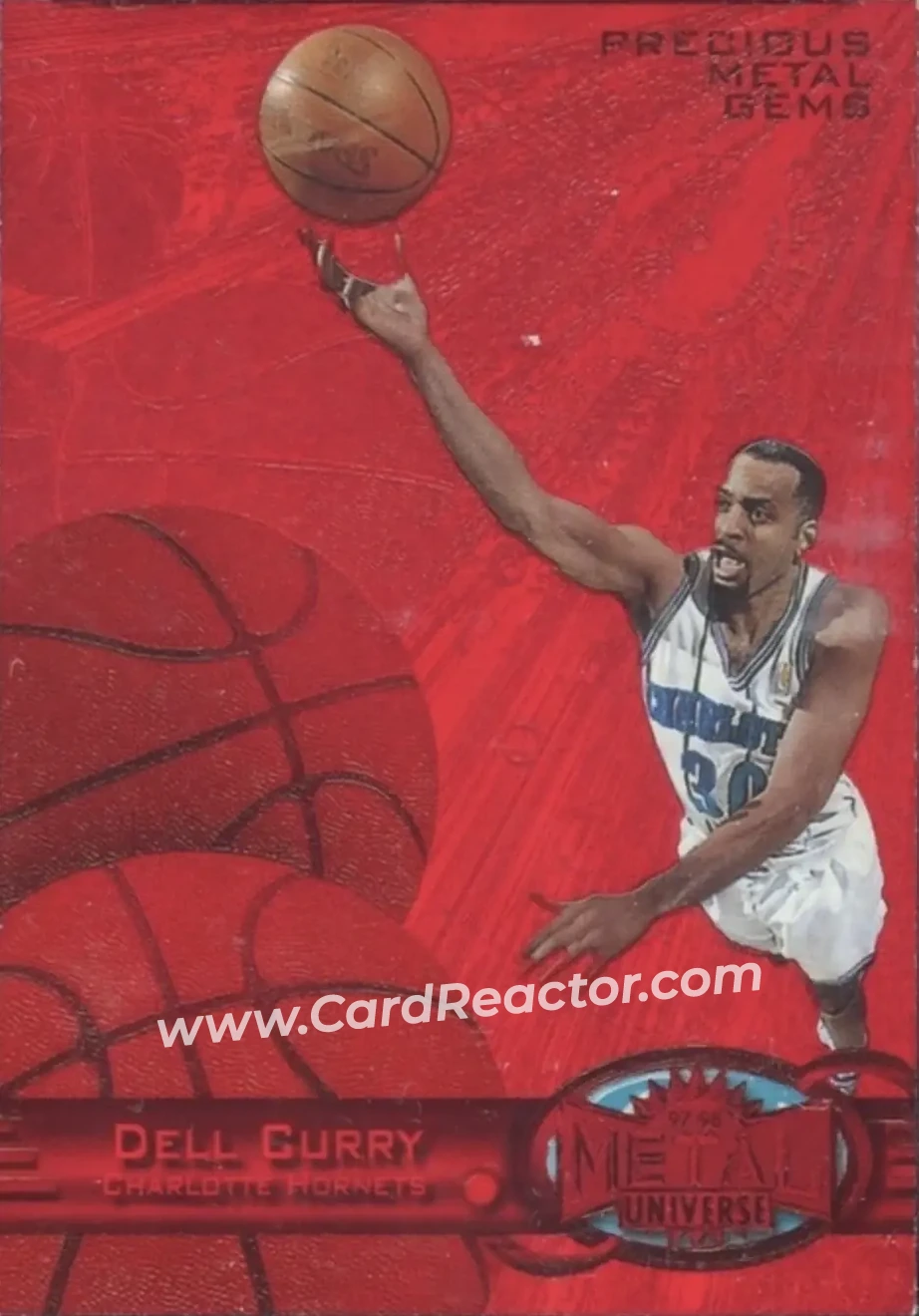 1997-98 Metal Universe - Precious Metal Gems Red #2 PMG - Dell Curry - Charlotte Hornets - Front
