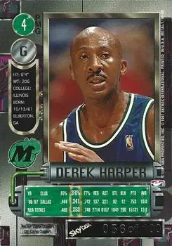 1997-98 Metal Universe - Precious Metal Gems Red #4 PMG - Derek Harper - Dallas Mavericks - Back