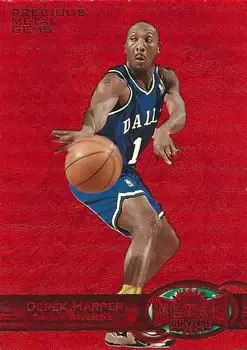 1997-98 Metal Universe - Precious Metal Gems Red #4 PMG - Derek Harper - Dallas Mavericks - Front