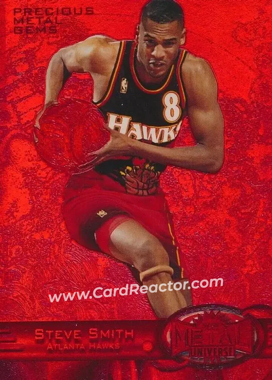 1997-98 Metal Universe - Precious Metal Gems Red #6 PMG - Steve Smith - Atlanta Hawks - Front
