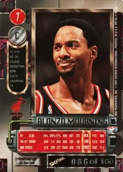 1997-98 Metal Universe - Precious Metal Gems Red #7 PMG - Alonzo Mourning - Charlotte Hornets - Back