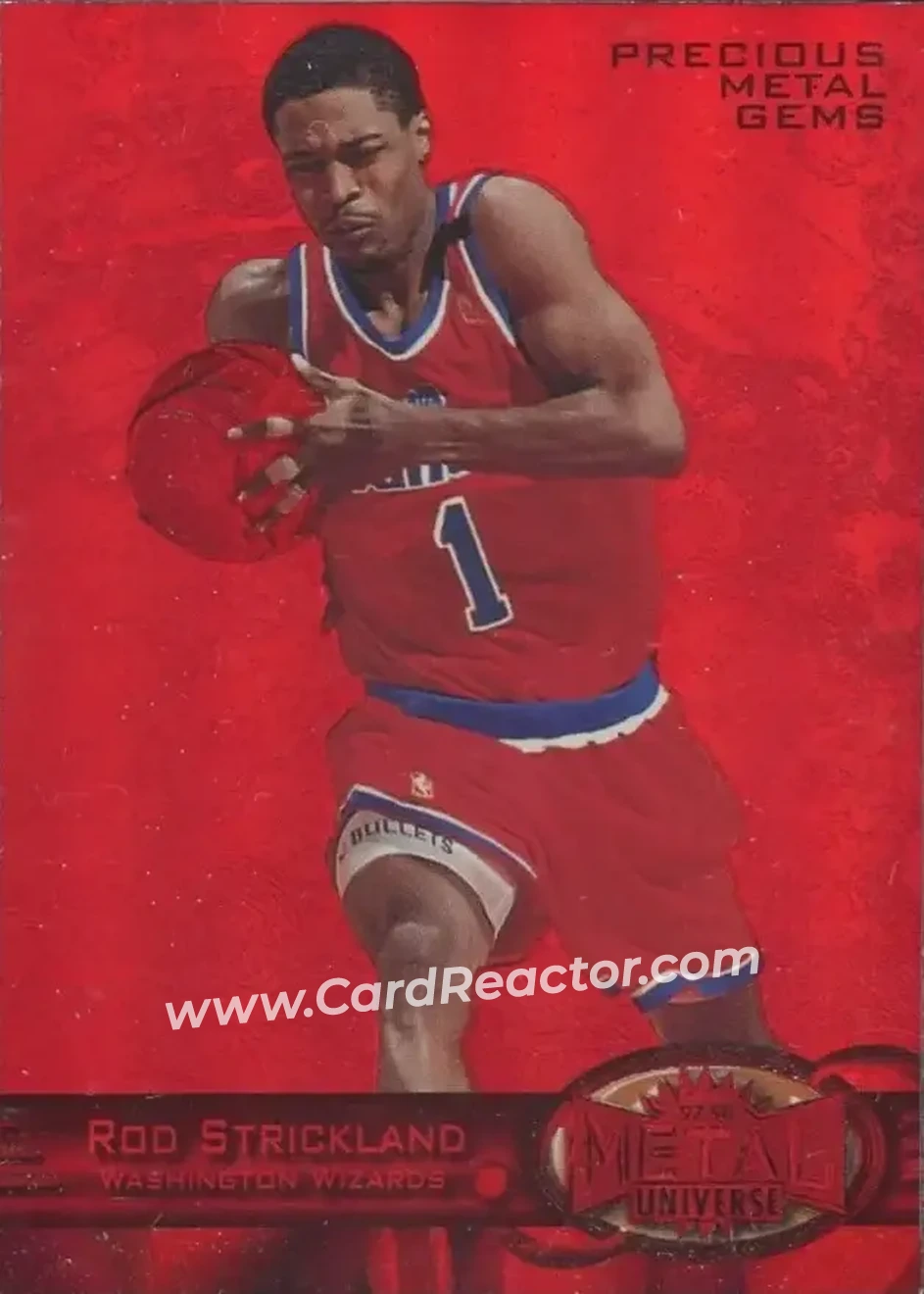 1997-98 Metal Universe - Precious Metal Gems Red #8 PMG - Rod Strickland - Portland Trail Blazers - Front