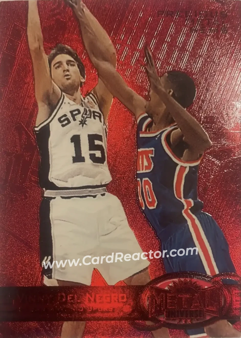 1997-98 Metal Universe - Precious Metal Gems Red #13 PMG - Vinny Del Negro - San Antonio Spurs - Front