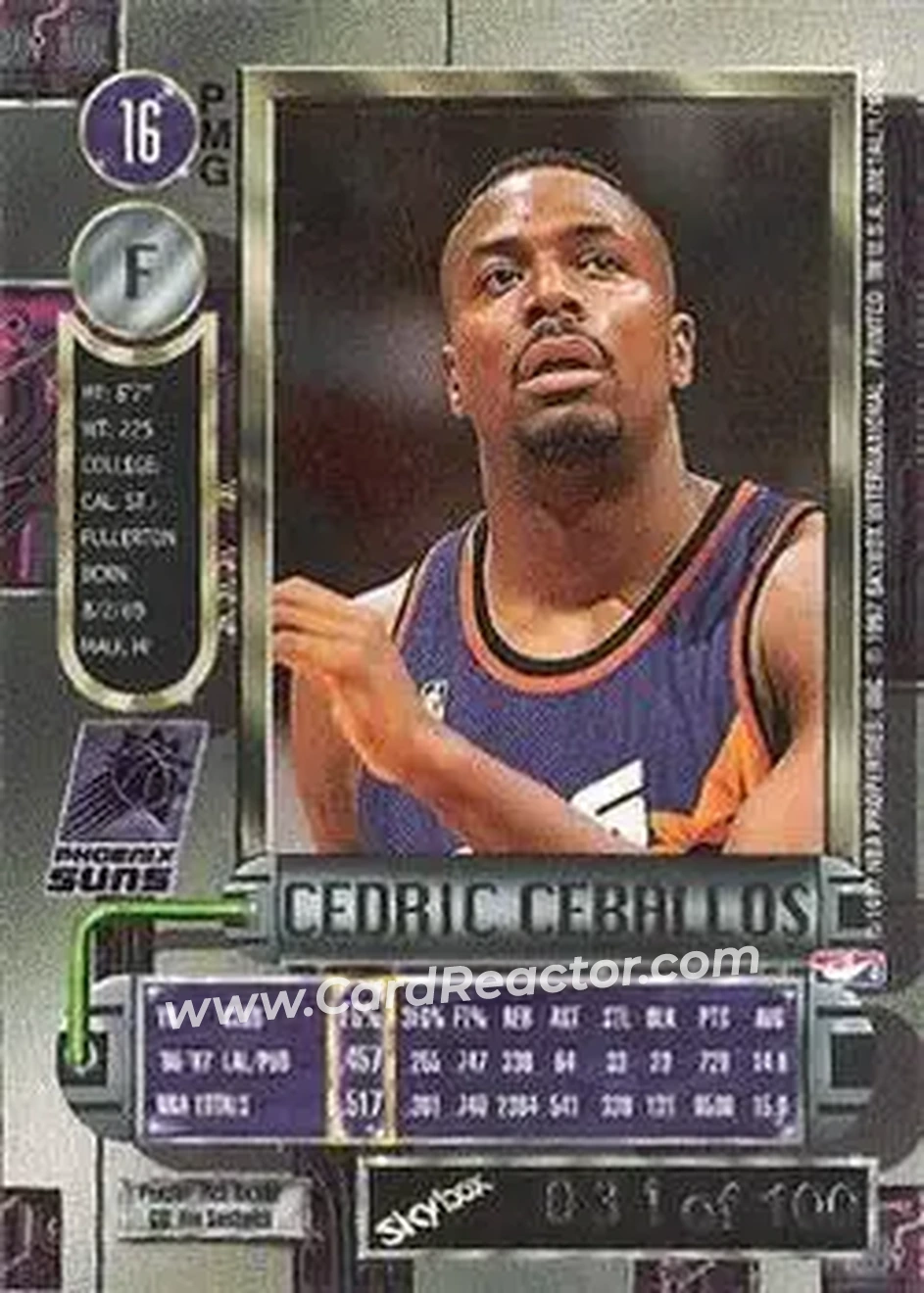 Back of Cedric Ceballos