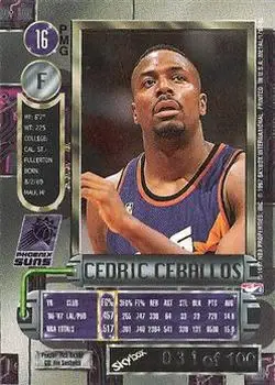 1997-98 Metal Universe - Precious Metal Gems Red #16 PMG - Cedric Ceballos - Phoenix Suns - Back