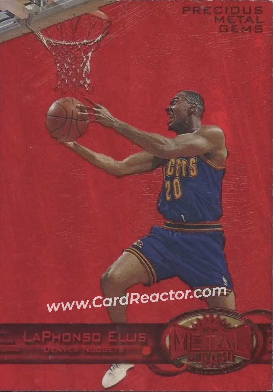 1997-98 Metal Universe - Precious Metal Gems Red #17 PMG - LaPhonso Ellis - Denver Nuggets - Front