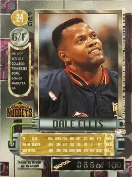 1997-98 Metal Universe - Precious Metal Gems Red #24 PMG - Dale Ellis - Denver Nuggets - Back 1997-98 Metal Universe - Precious Metal Gems Red #24 PMG - Dale Ellis - Denver Nuggets - Back