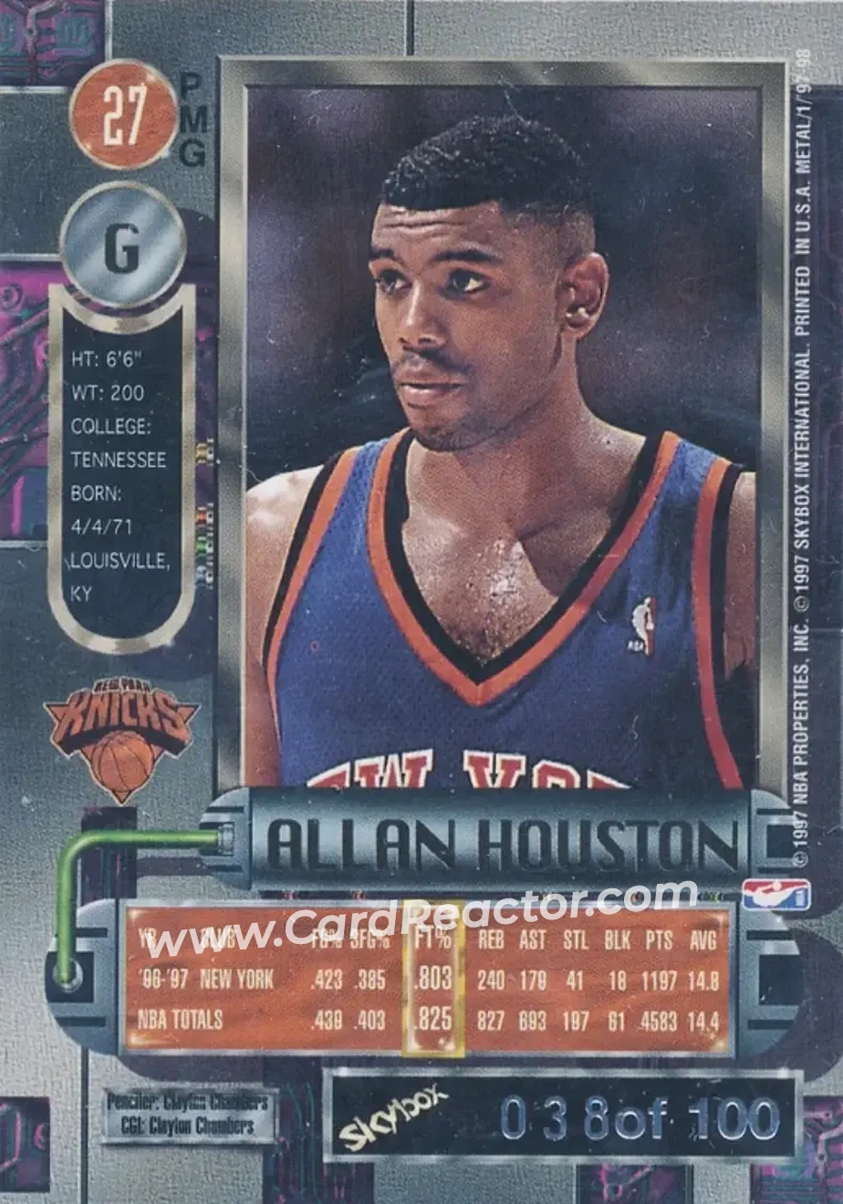 1997-98 Metal Universe - Precious Metal Gems Red #27 PMG - Allan Houston - New York Knicks - Back