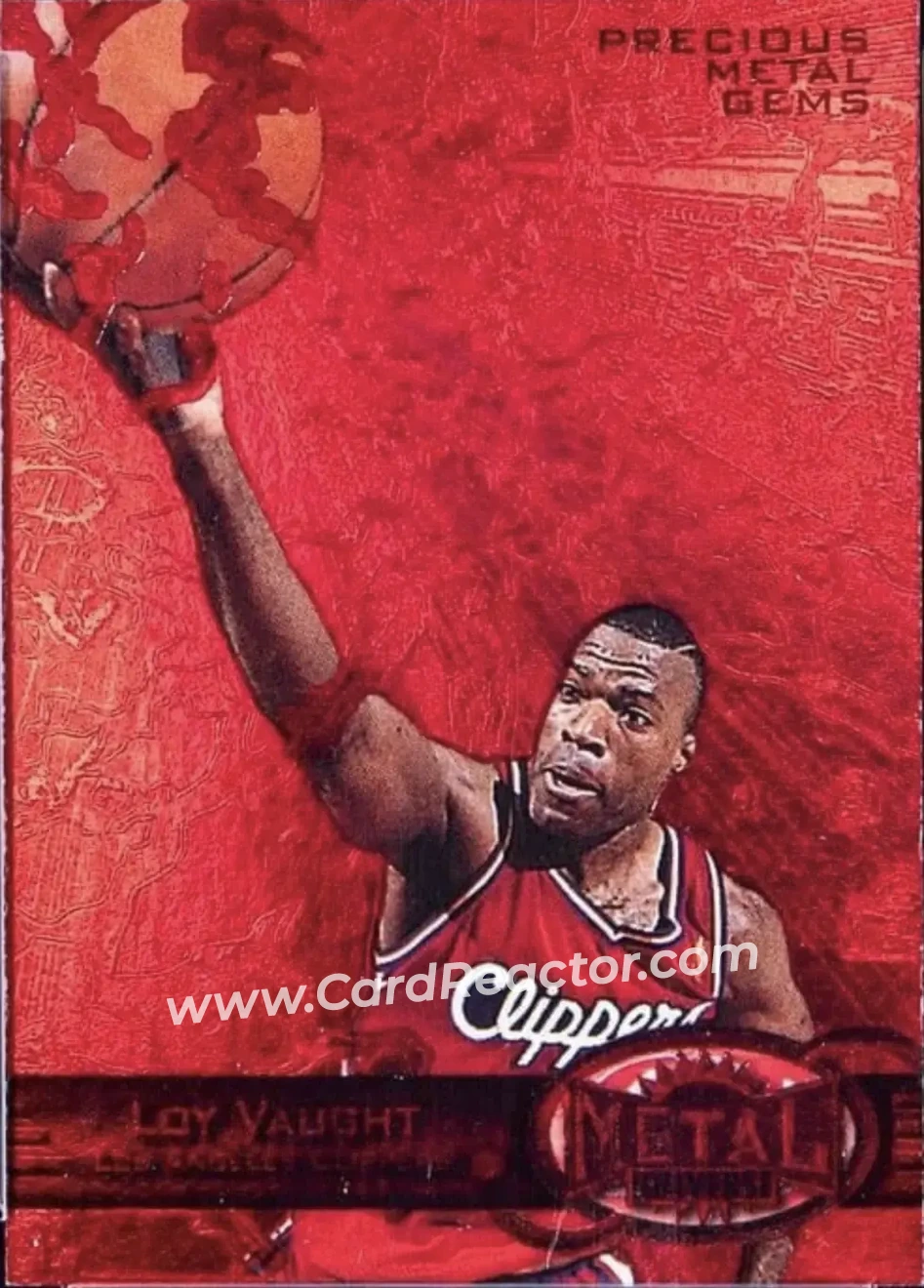 1997-98 Metal Universe - Precious Metal Gems Red #29 PMG - Loy Vaught - Los Angeles Clippers - Front