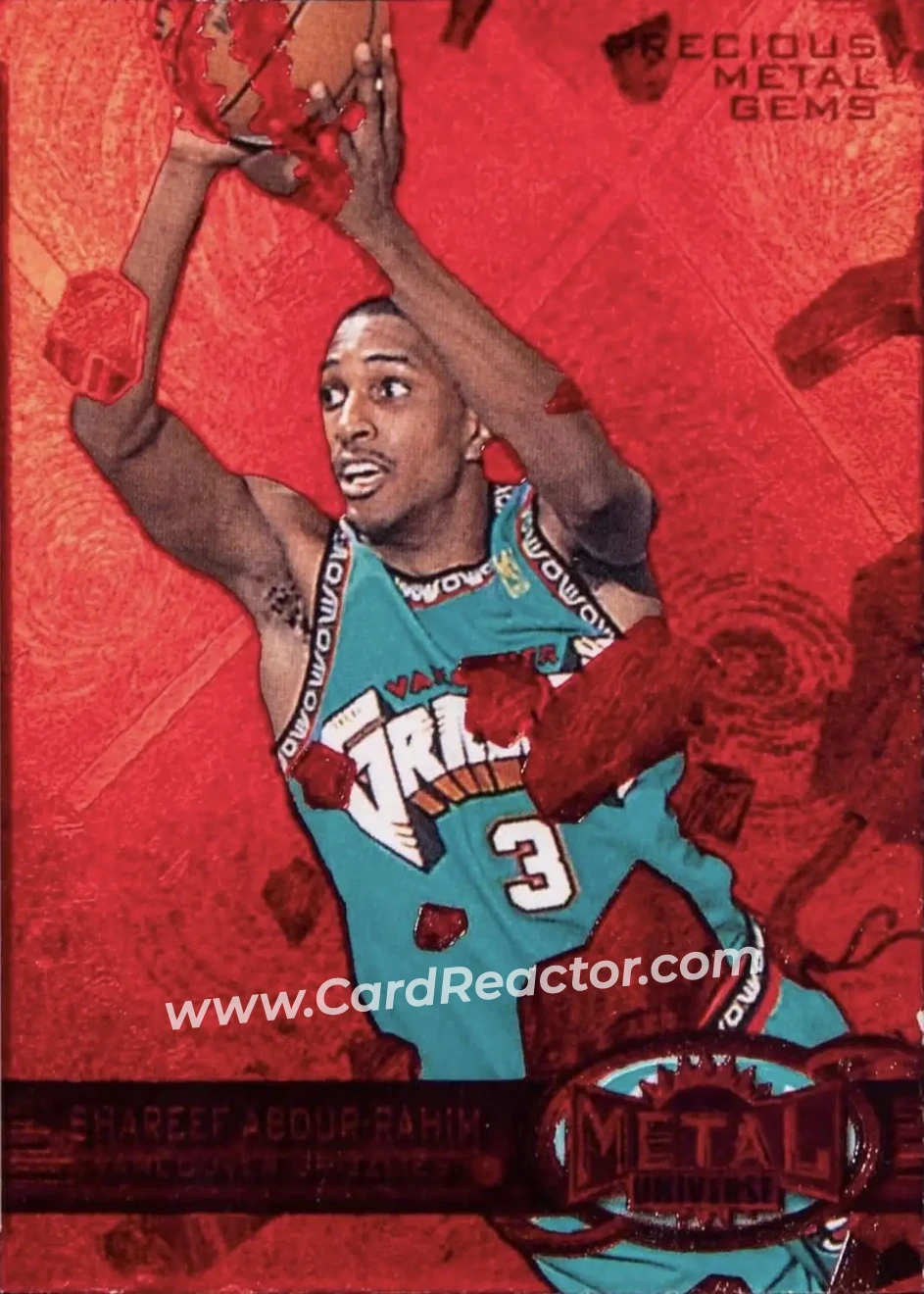 1997-98 Metal Universe - Precious Metal Gems Red #31 PMG - Shareef Abdur-Rahim - Vancouver Grizzlies - Front