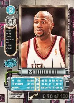 1997-98 Metal Universe - Precious Metal Gems Red #32 PMG - Mario Elie - Houston Rockets - Back