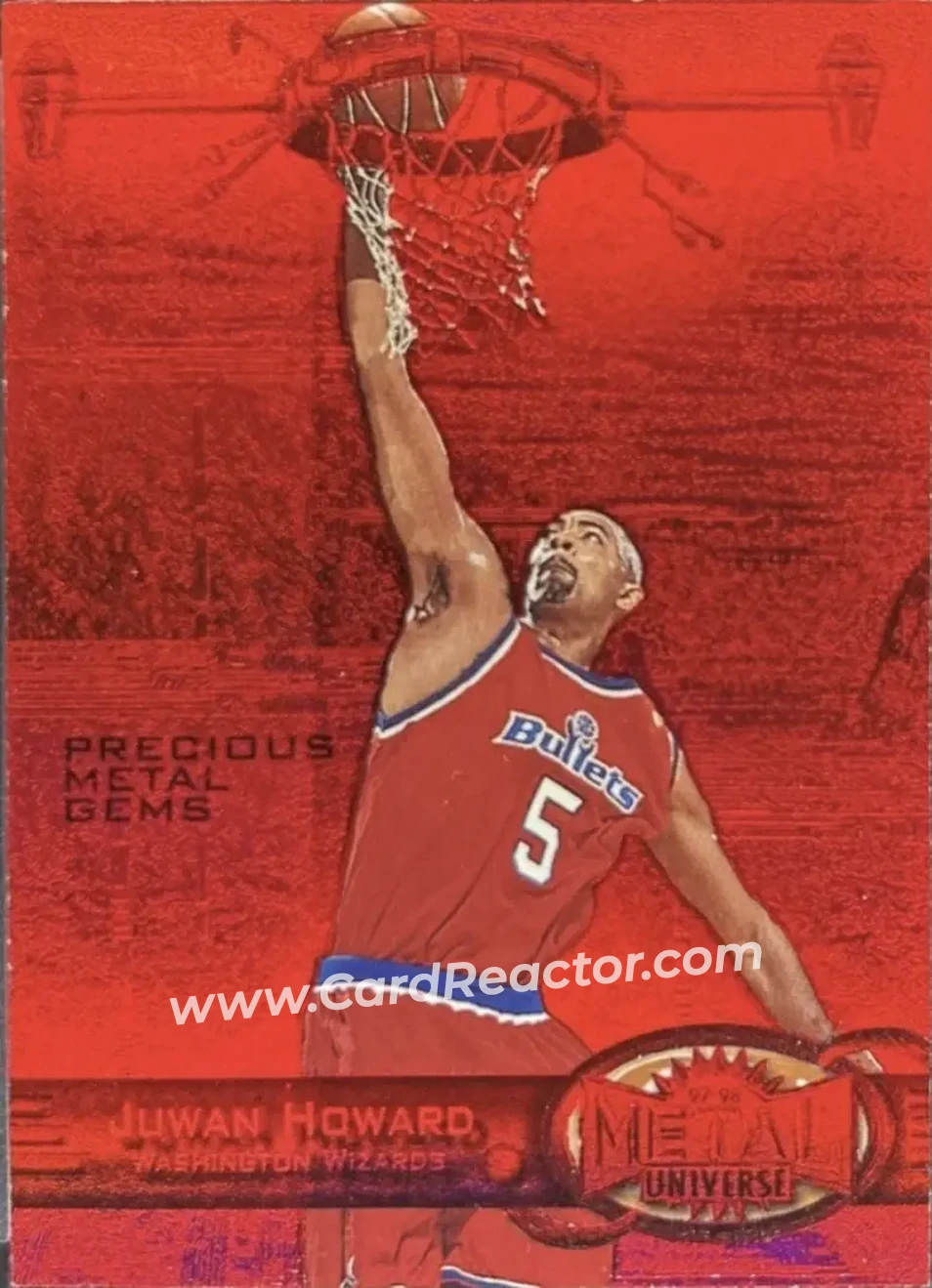 1997-98 Metal Universe - Precious Metal Gems Red #33 PMG - Juwan Howard - Washington Wizards - Front